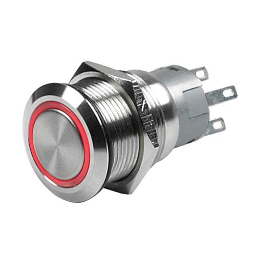 Hollex drukknop rvs 12V aan/uit LED rood
