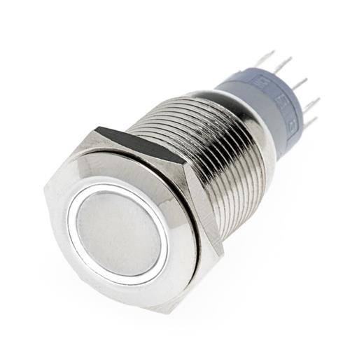 Hollex drukknop rvs 24V puls LED wit