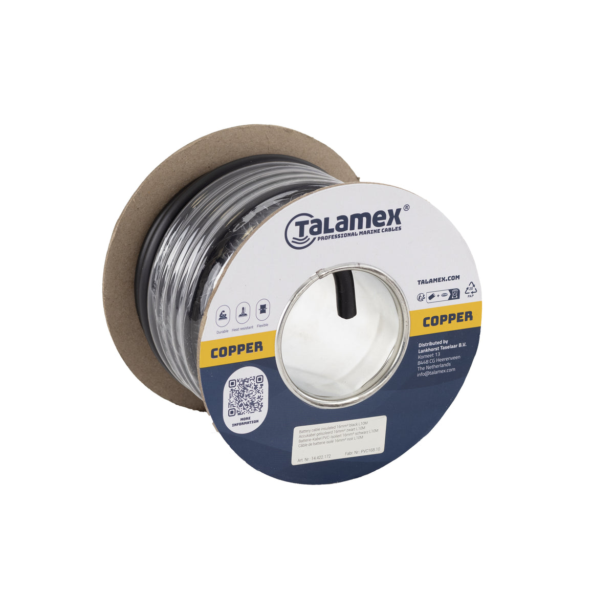 Talamex Accukabel geïsoleerd 16 mm² zwart (10 m)