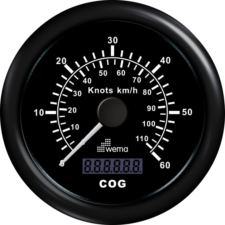 Wema GPS-snelheidsmeter zwart 60 kn/110 km/h