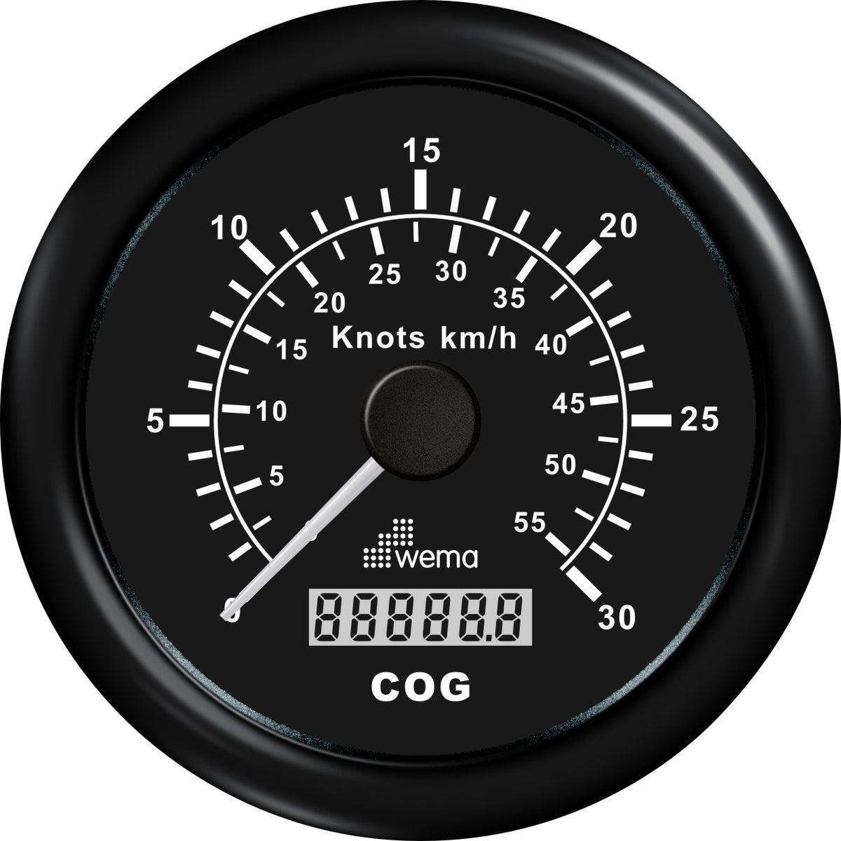 Wema GPS-snelheidsmeter zwart 30 kn/54 km/h