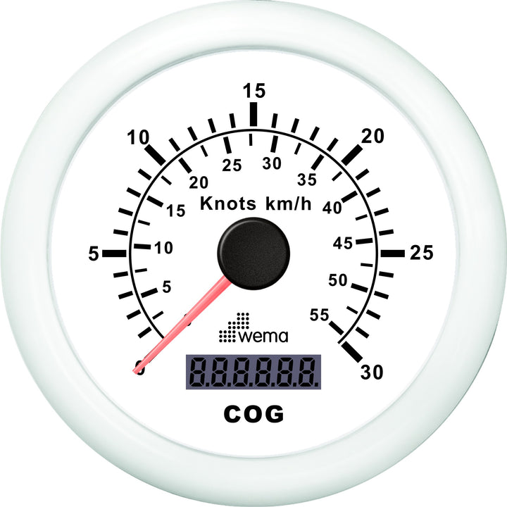Wema GPS-snelheidsmeter wit 30 kn/54 km/h