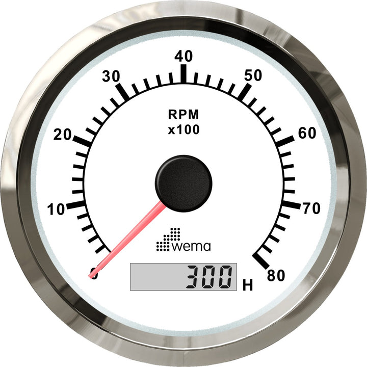 Wema Silver serie Toerenteller 8000/U wit