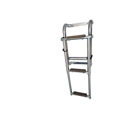 Hollex uitklapbare zwemtrap rvs316 3 treden teak