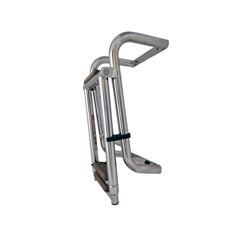 Hollex uitklapbare zwemtrap rvs316 3 treden teak