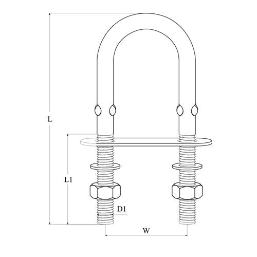 Hollex U-bout/putting M10x90mm rvs316