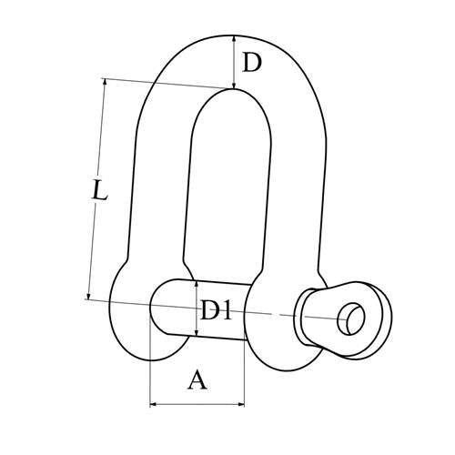 Hollex D-sluiting gesmeed 6mm oogbout met borgpen rvs316