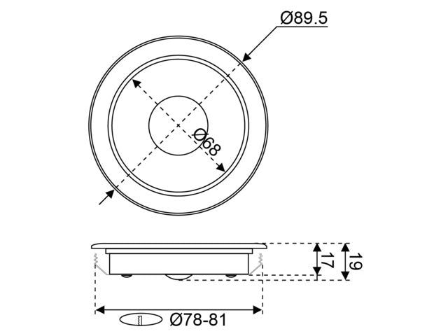 Talamex Led inbouw plafonniere 90 mm 10-15 V 2700K