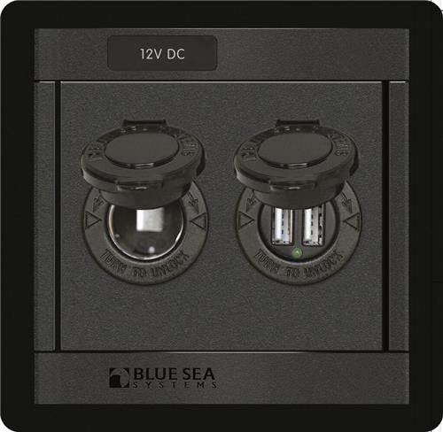 Blue Sea Systems paneel 360 DC 12V stopcontact dubbele USB-oplader (vervangt 1478B-BSS)