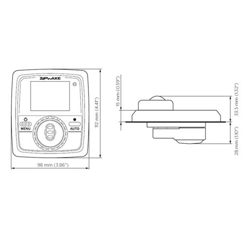 Zipwake Control Panel E (CP-E) met standaard kabel 15 m