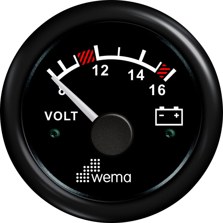 Wema voltmeter 12 V zwart
