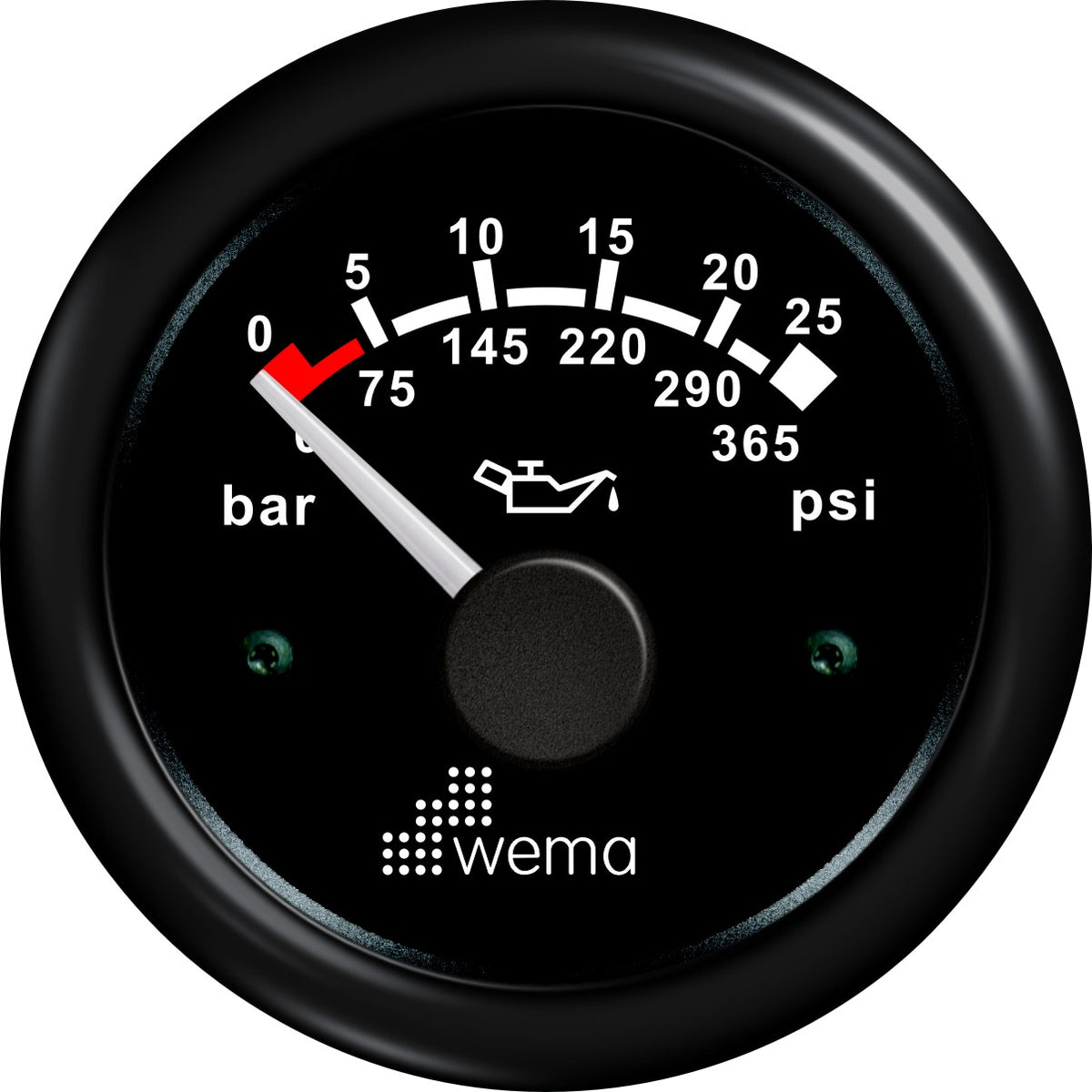 Wema Oliedruk meter zwart 365psi/25bar