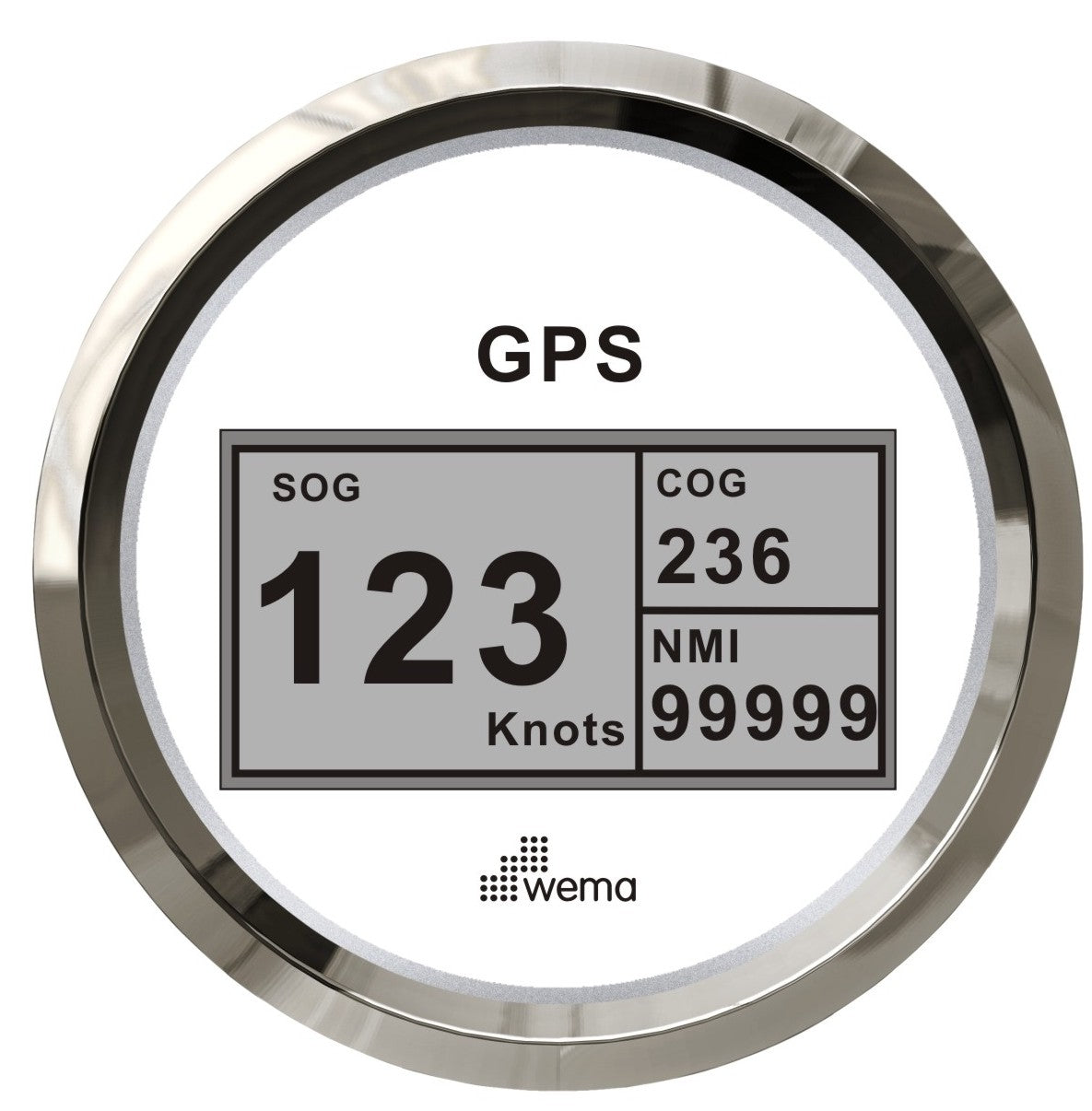 Wema Silver serie GPS-snelheidsmeter digitaal wit