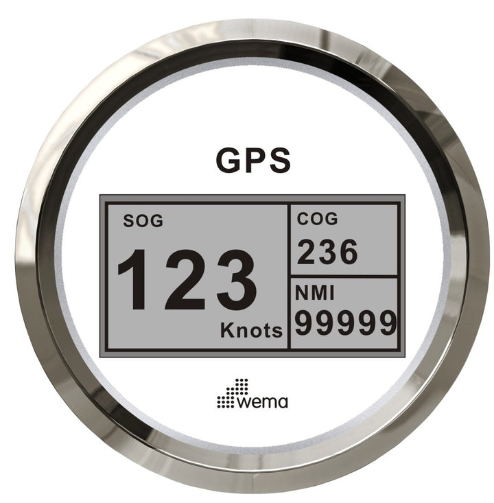 Wema Silver serie GPS-snelheidsmeter digitaal wit