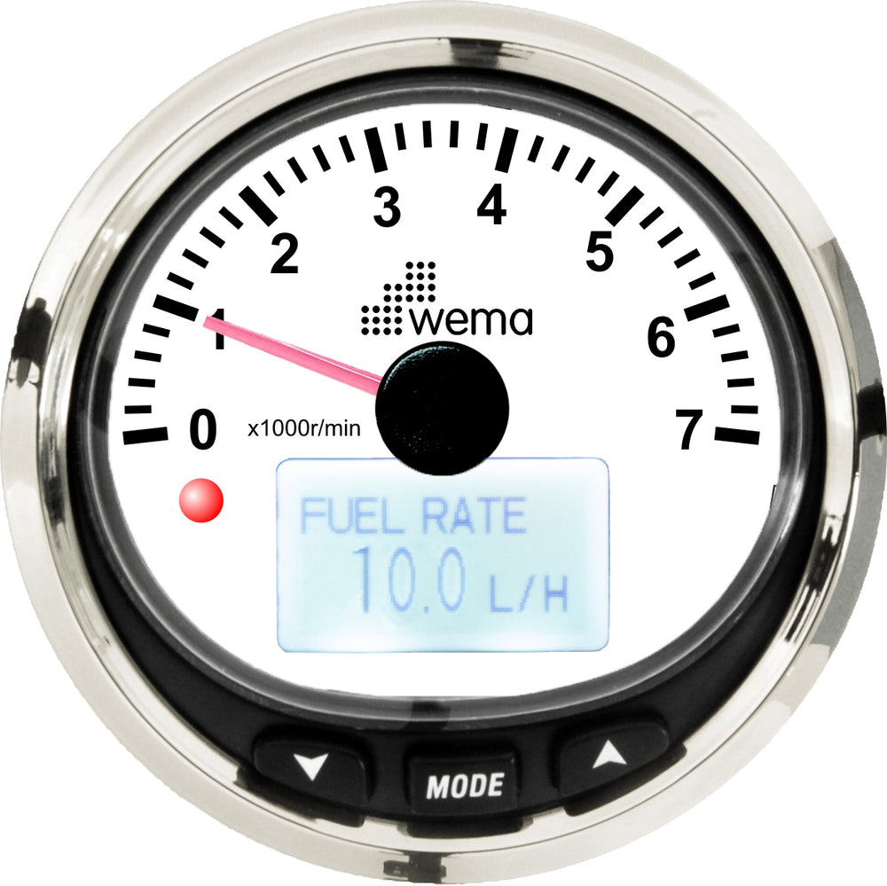 Silver serie toerenteller 7000 rpm NMEA2000 wit
