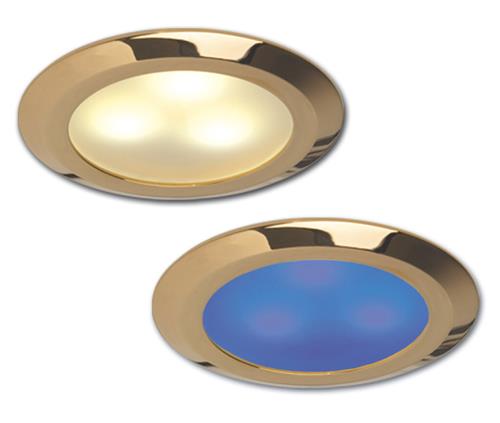Prebit LED inbouwlamp EB12-3 slave glanzend goud blauw/warm wit 10-30V 3W schakelbaar