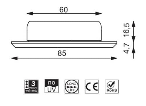 Prebit LED inbouwlamp EB32-3 slave ø85mm rvs gepolijst blauw/warm wit 10-30V 3W IP67