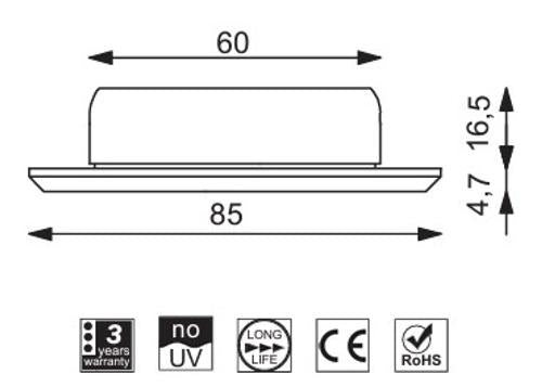 Prebit LED inbouwlamp EB32R-3 slave rvs ø85mm gepolijst blauw/warm wit 10-30V 3W IP67