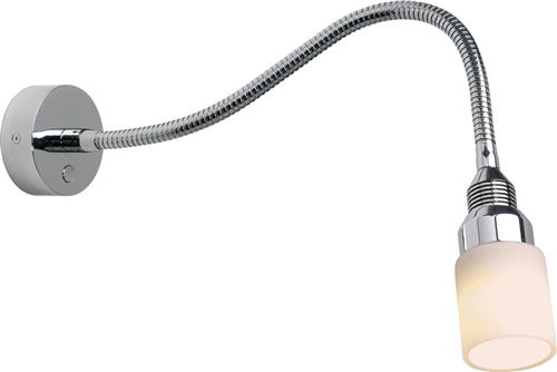 Prebit LED flexlamp 04 300mm D2W met USB-C chroom warm wit 10-30V 3W wit gekleurd glas