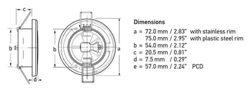 Hella EuroLED 75 inbouwspot 12V wit met wit/rood licht veermontage