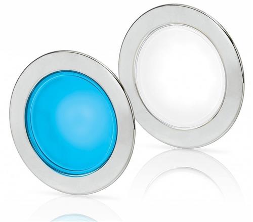 Hella EuroLED 95 down light rond rvs met wit/blauw licht veerbevestiging