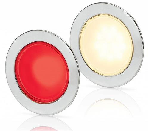Hella EuroLED 95 down light rond rvs met warm wit/rood licht veerbevestiging