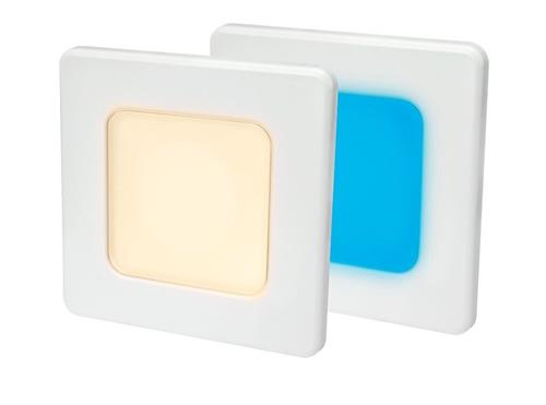 Hella EuroLED 95 down light vierkant wit met warm wit/blauw licht schroefbevestiging