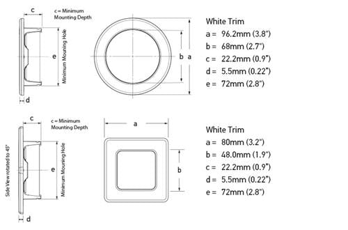 Hella EuroLED 95 down light vierkant wit met warm wit/blauw licht schroefbevestiging
