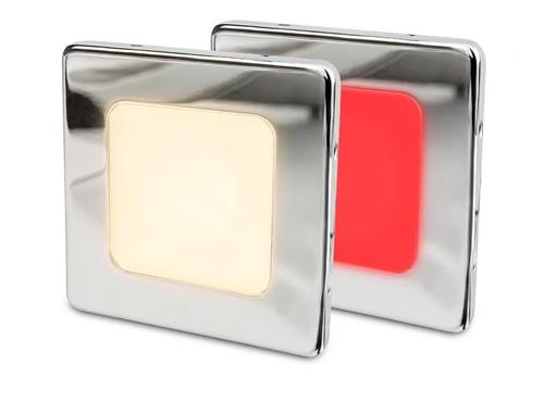 Hella EuroLED 95 down light vierkant rvs met warm wit/rood licht schroefbevestiging