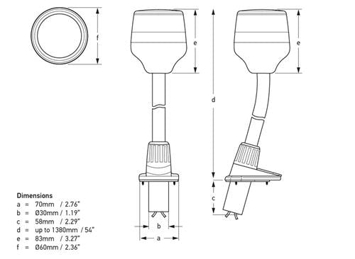 Hella NaviLED 360 ankerlicht 2NM 360° plug-in 605mm wit 9-33V