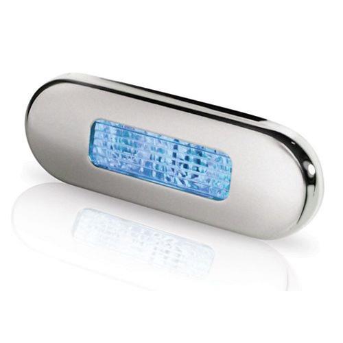 Hella LED traplamp gesatineerd rvs316 langwerpig/brede rand 10-33V blauw licht