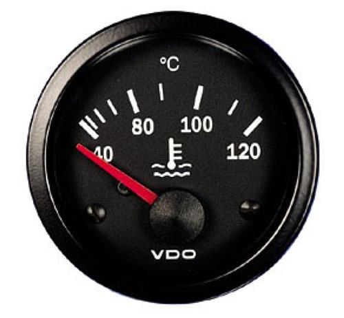 VDO Cockpit Vision koelwater temperatuurmeter 120°C 12V 52mm zwart