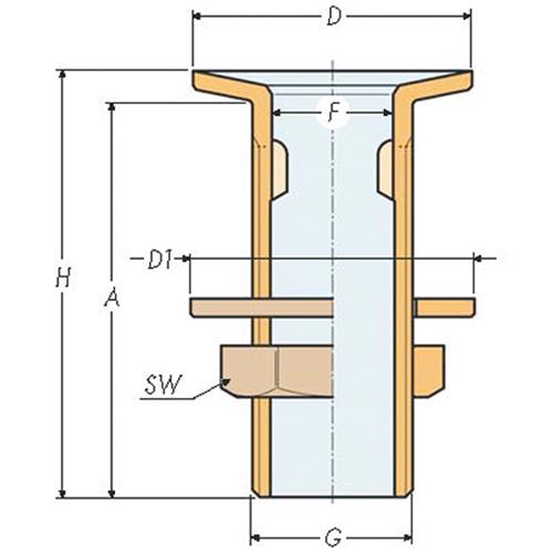 Guidi huiddoorvoer verchroomd 1 1/4″x80mm verzonken