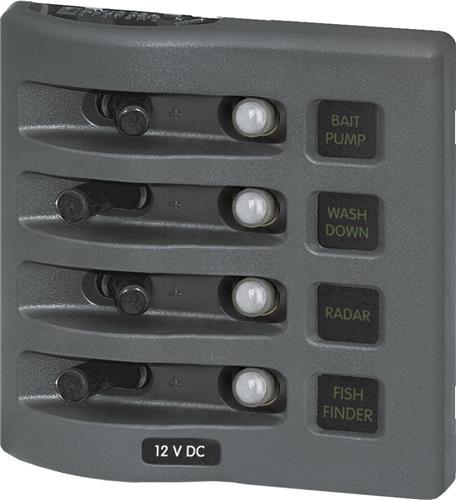 Blue Sea Systems paneel WD 12VDC CLB 4 posities grijs (vervangt 4374B-BSS)