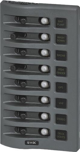 Blue Sea Systems paneel WD 12VDC CLB 8 posities grijs (vervangt 4378B-BSS)