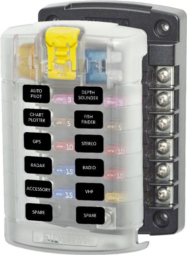 Blue Sea Systems zekeringblok ST-blade 12 circuits met afdekking