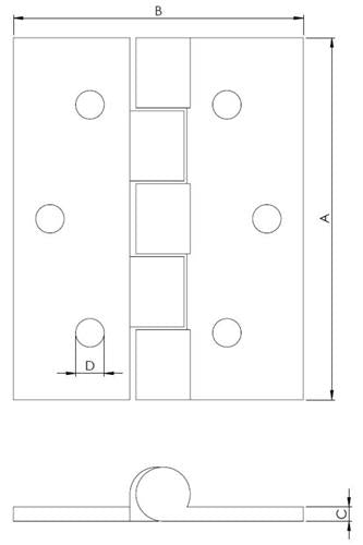 Hollex scharnier 76,2x41,2mm