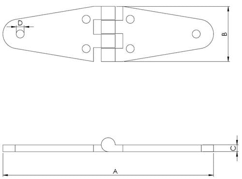 Hollex scharnier 146x38mm
