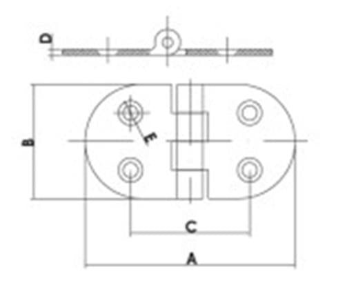 Hollex scharnier ovaal 53x115mm