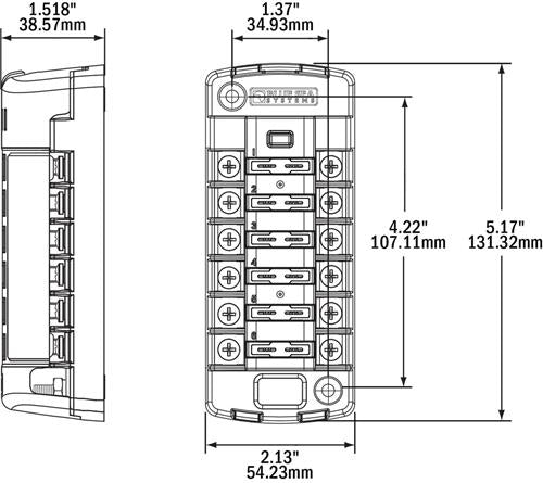 Blue Sea Systems zekeringblok ST-blade 6 circuits onafhankelijk met afdekking