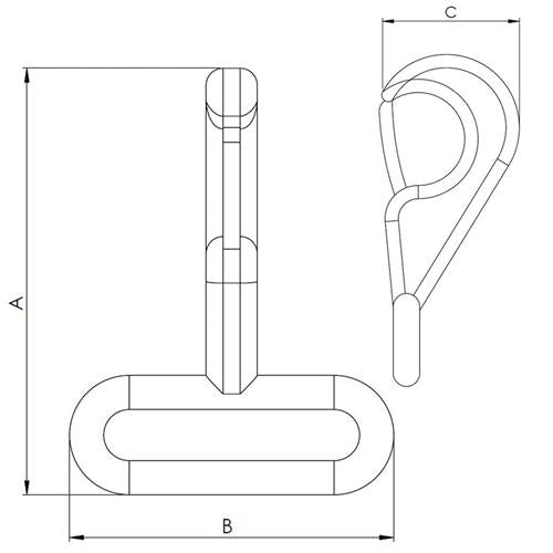 Hollex haaksluiting rvs 50x34mm