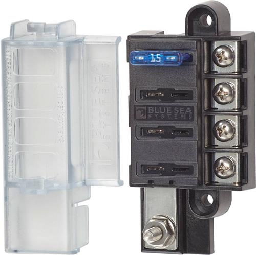 Blue Sea Systems zekeringblok ST-blade compact 4 circuits met afdekking