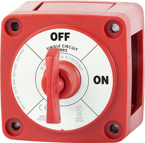 Blue Sea Systems-accuschakelaar M-serie Aan/Uit met sleutel rood