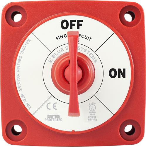 Blue Sea Systems-accuschakelaar M-serie Aan/Uit met sleutel rood