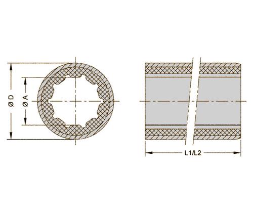 Exalto bearings rubber lager messing ø55xø75x220mm