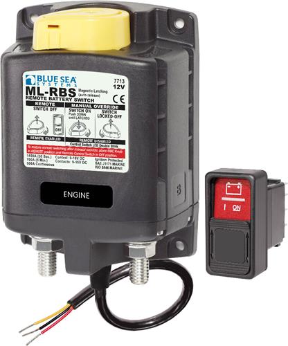 Blue Sea Systems-solenoïde ML 12V RBS SPST met handmatige bediening 2 (incl. 2145-BSS-schakelaar)