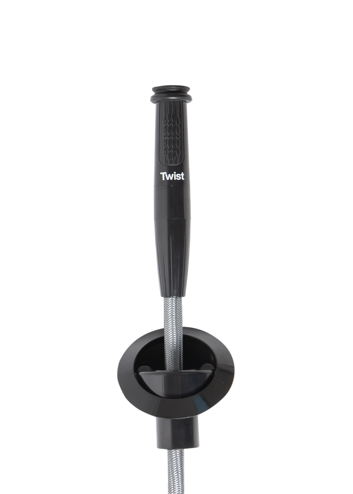 Whale DS2222 Twist MK2 dekdouche zwart koud/warm met slang 2,1 m