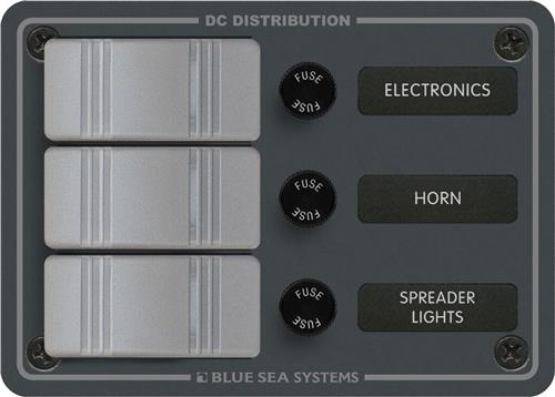 Blue Sea Systems paneel H2O 12VDC AGC 3 posities verticaal (vervangt 8054B-BSS)