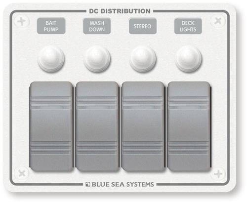 Blue Sea Systems paneel H2O 12VDC CLB 4 posities horizontaal (vervangt 8272B-BSS)