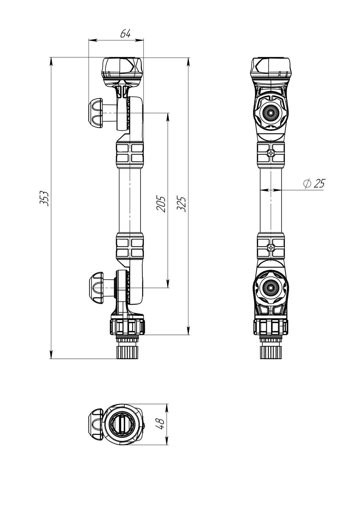 Borika verlengstuk met wartel 205 mm